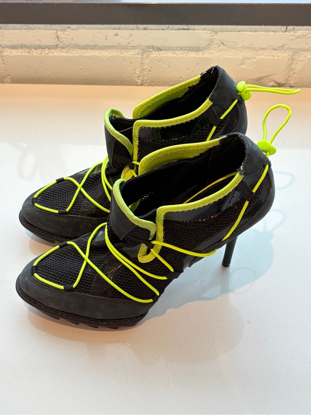 Black & Neon Green High Heel Sneaker